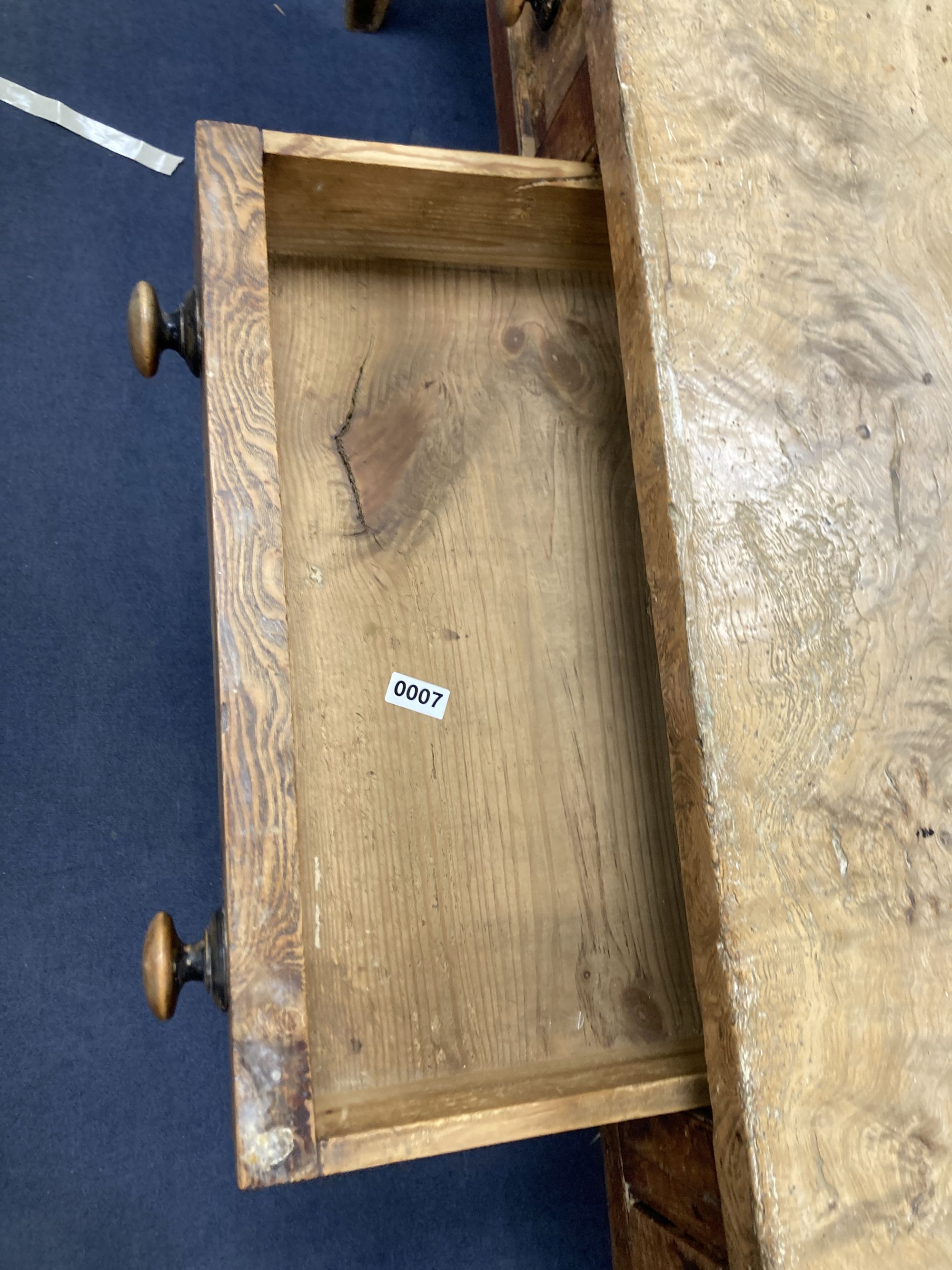 A large 19th century elm kitchen table fitted three drawers, length 227cm, width 88cm, height 80cm